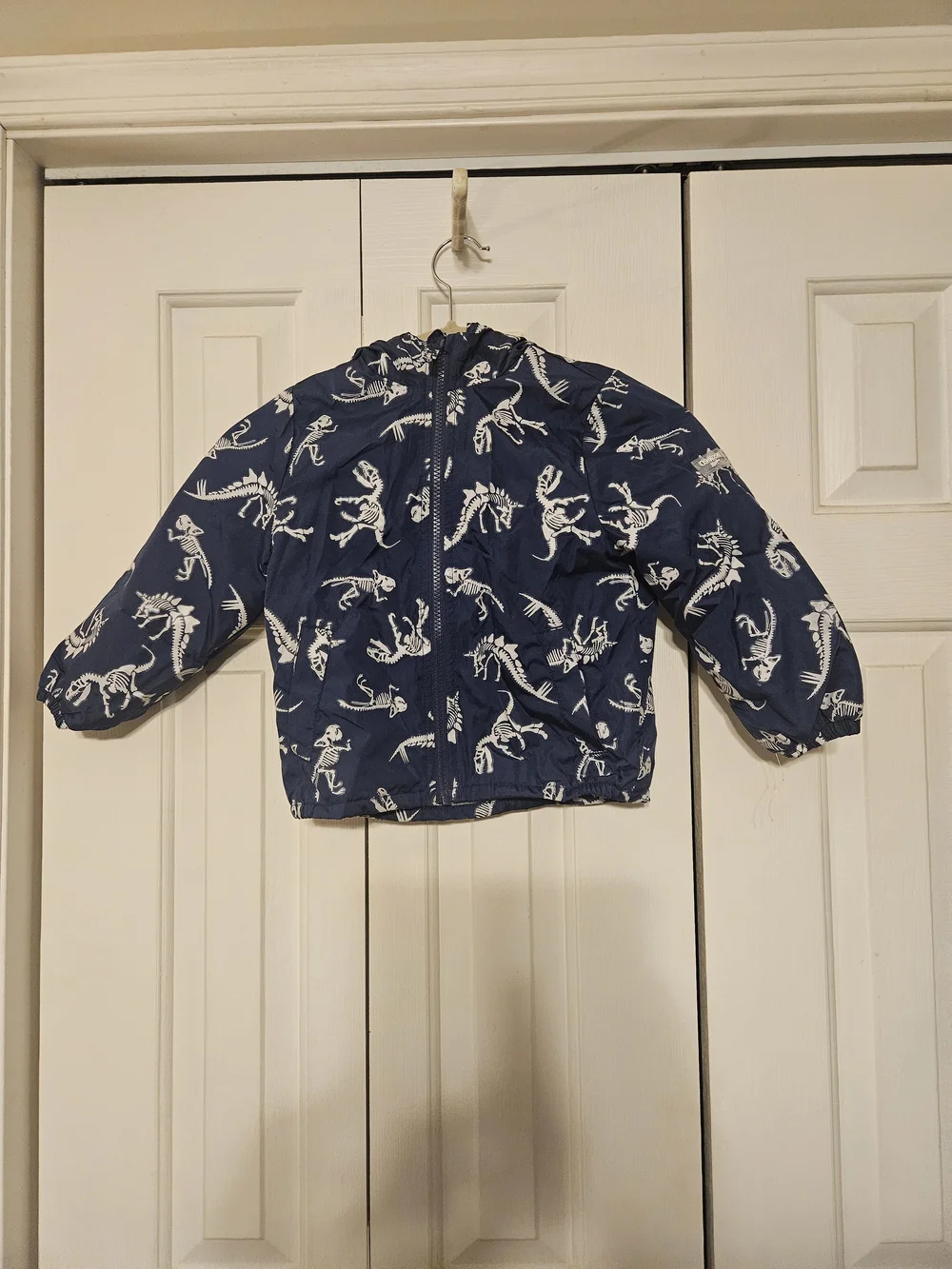 OshKosh B'gosh Boys Size 4 Dinosaur Skeleton Hooded Jacket Navy